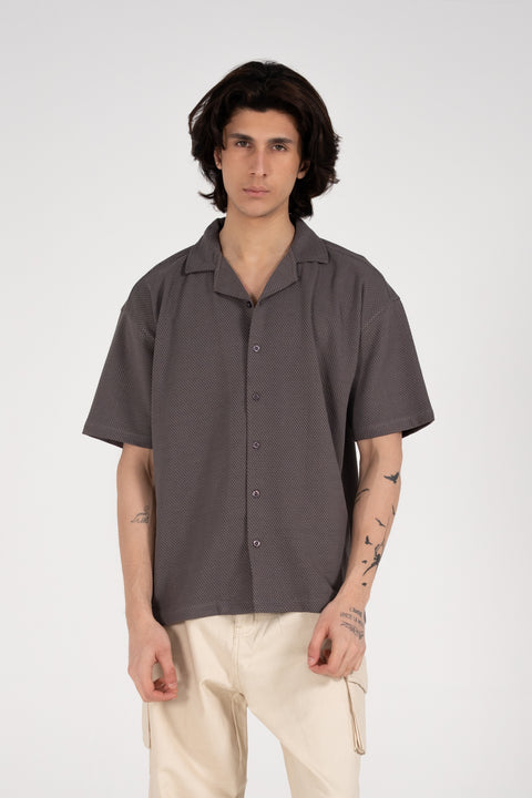 BAGGY FIT BUTTON DOWN TEXTURED POLO