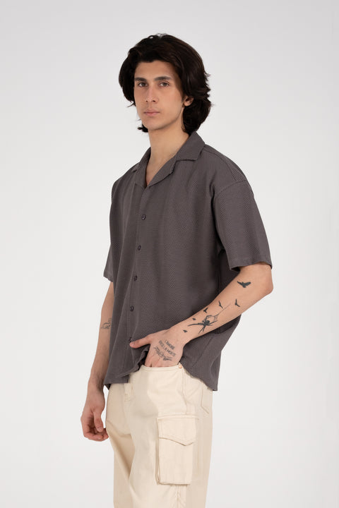 BAGGY FIT BUTTON DOWN TEXTURED POLO
