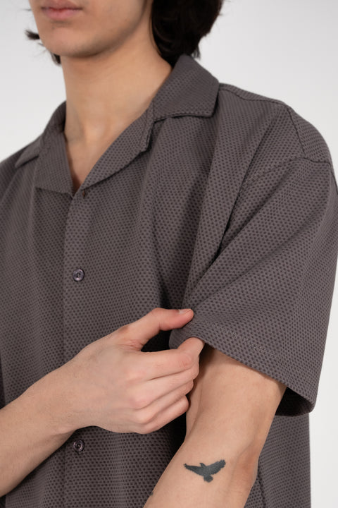 BAGGY FIT BUTTON DOWN TEXTURED POLO