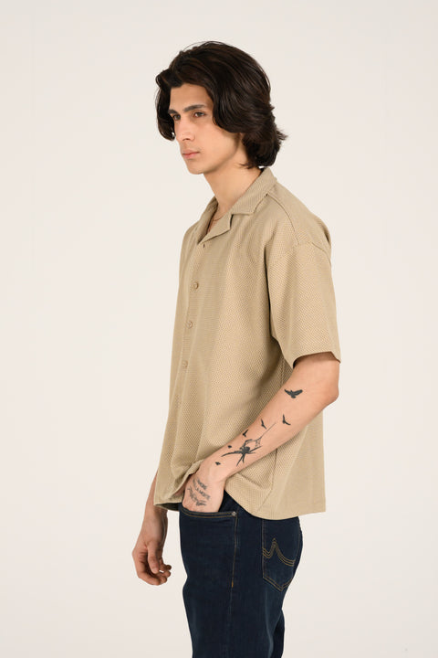BAGGY FIT BUTTON DOWN TEXTURED POLO