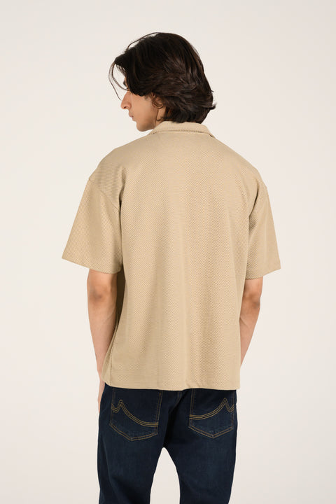BAGGY FIT BUTTON DOWN TEXTURED POLO