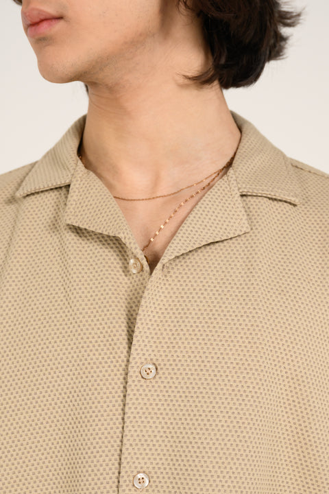 BAGGY FIT BUTTON DOWN TEXTURED POLO