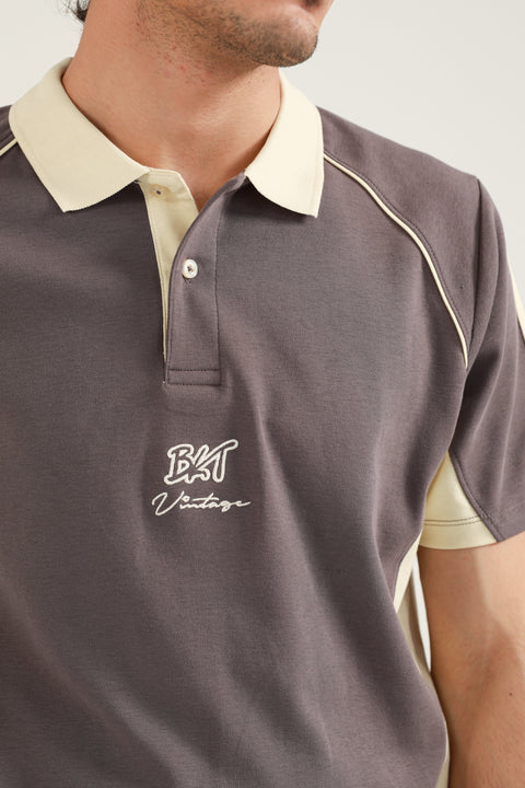RAGLAN SLEEVE CONTRAST COLLAR POLO