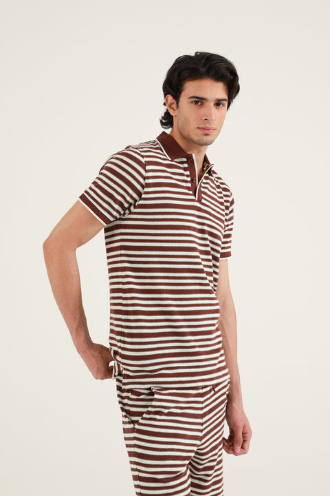 TEXTURED STRIPED POLO
