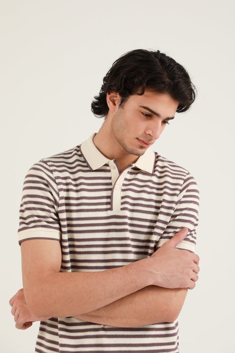 TEXTURED STRIPED POLO