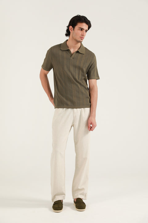 TEXTURED STRIPED KNITTED POLO