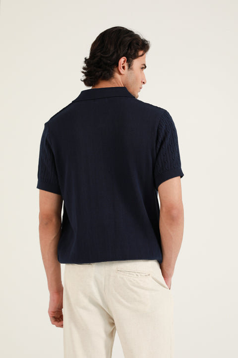 JOHNNY COLLAR TEXTURED KNITTED POLO