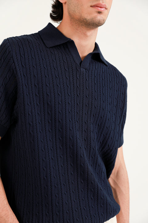 JOHNNY COLLAR TEXTURED KNITTED POLO