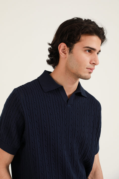 JOHNNY COLLAR TEXTURED KNITTED POLO
