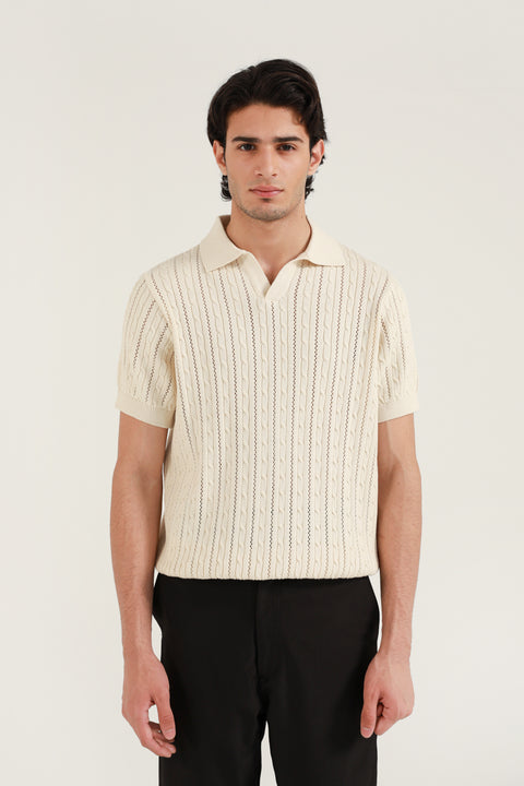 JOHNNY COLLAR TEXTURED KNITTED POLO