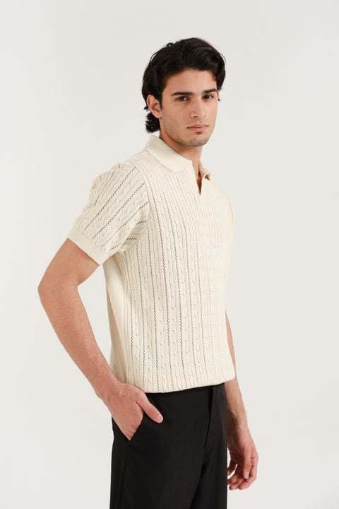 JOHNNY COLLAR TEXTURED KNITTED POLO