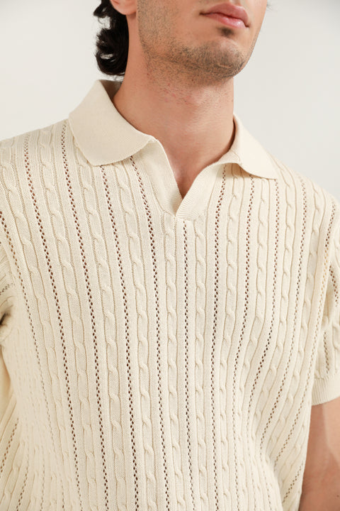 JOHNNY COLLAR TEXTURED KNITTED POLO