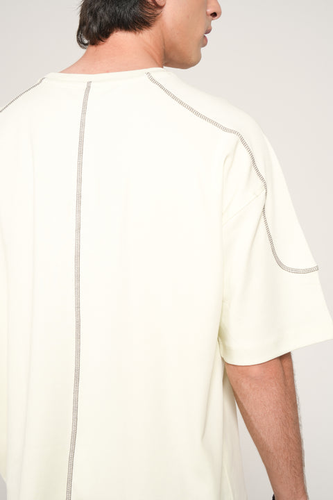 BOXY FIT CONTRAST FLATLOCK TEE