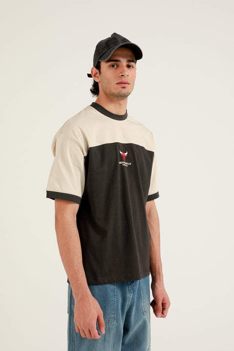 RELAXED FIT CONTRAST PANEL TEE