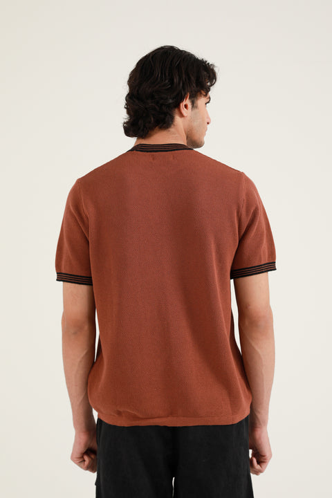 TEXTURED RINGER KNITTED TEE