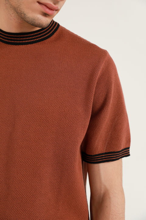 TEXTURED RINGER KNITTED TEE