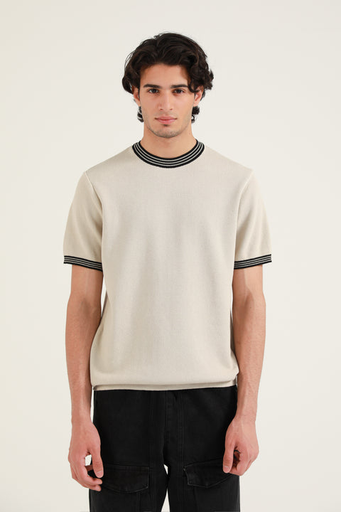 TEXTURED RINGER KNITTED TEE