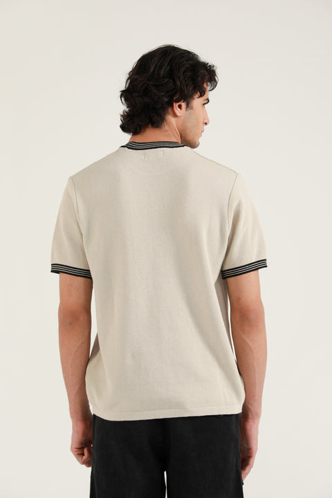 TEXTURED RINGER KNITTED TEE