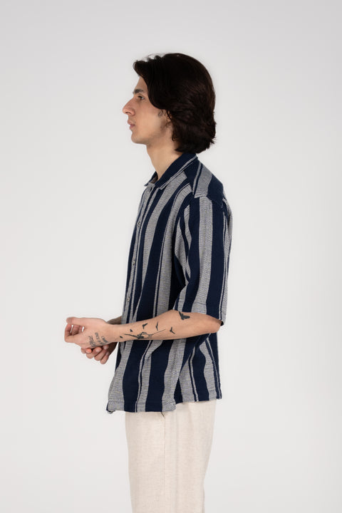 BAGGY FIT TEXTURED STRIPED SHIRT