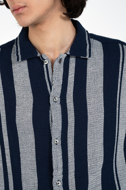 BAGGY FIT TEXTURED STRIPED SHIRT