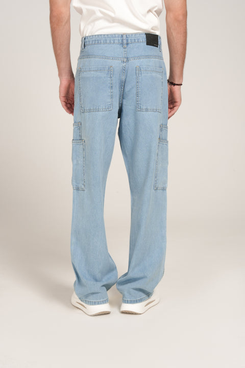 WIDE LEG FIT CARGO DENIM