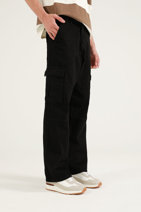 WIDE LEG FIT CARGO DENIM