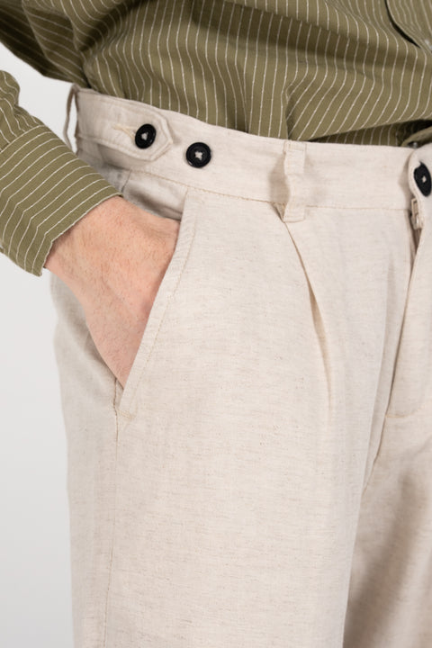 LINEN TROUSER WITH ADJUSTABLE WAIST