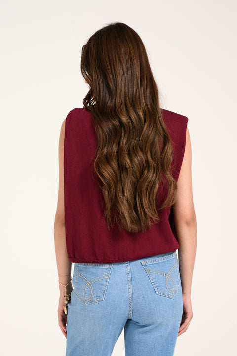 KNITTED TOP WITH ELASTICATED HEM