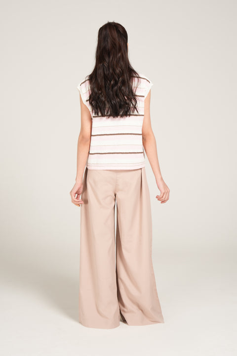 STRIPED POLO KNIT TOP