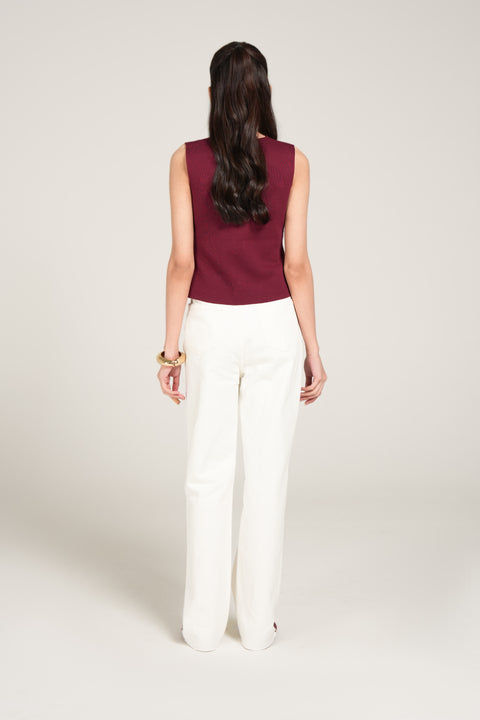 KNIT TOP WITH ACCENT BUTTONS