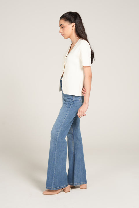 KNITTED BUTTON DOWN TOP