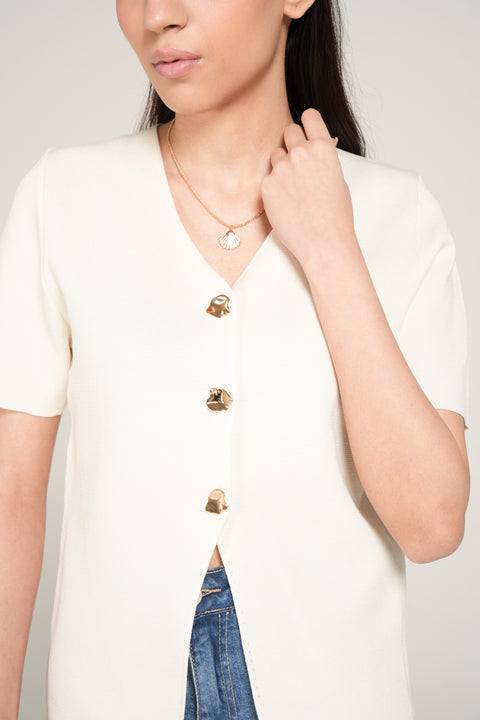 KNITTED BUTTON DOWN TOP