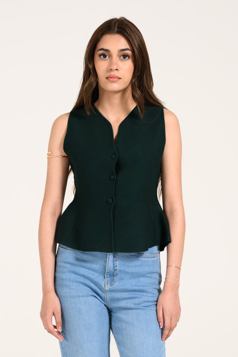 KNITTED PEPLUM TOP