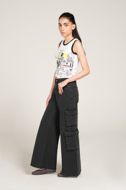 PRINTED CROP TANK TOP