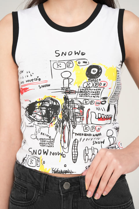 PRINTED CROP TANK TOP
