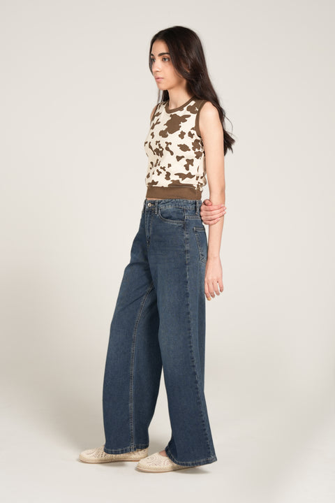 PRINTED CROP TANK TOP
