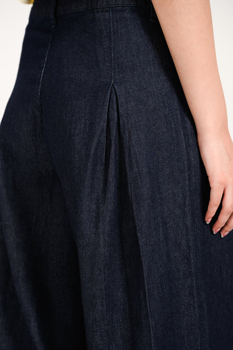 MEGA WIDE DENIM WITH FRONT PLEAT