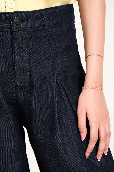 MEGA WIDE DENIM WITH FRONT PLEAT