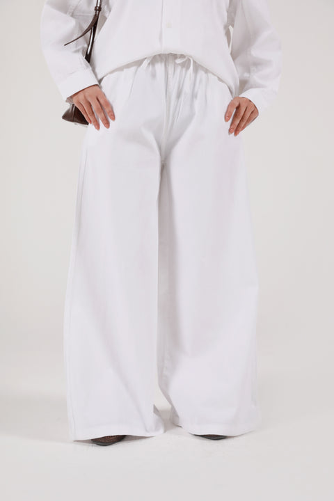 WIDE LEG DENIM TROUSERS