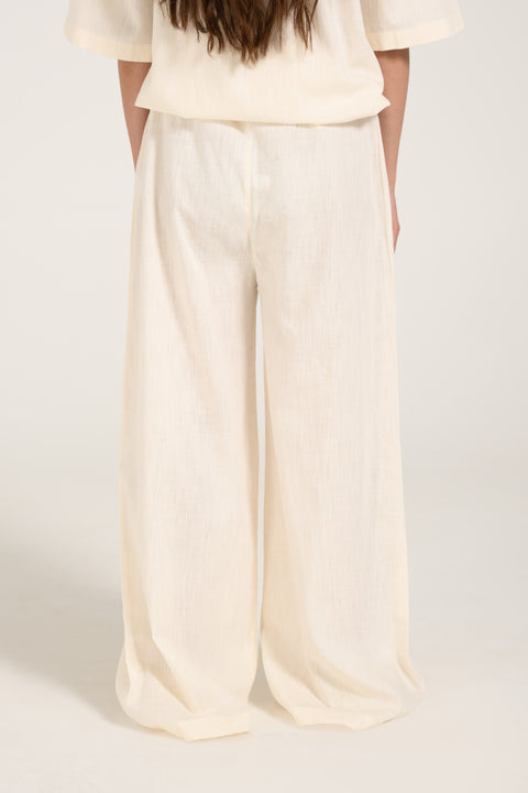 LINEN BLEND WIDE LEG TROUSERS