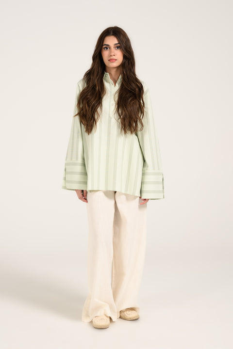 STRIPED HALF PLACKET TOP