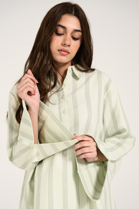 STRIPED HALF PLACKET TOP