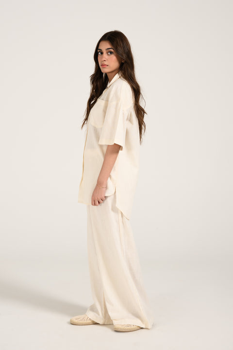 LINEN BLEND OVERSIZED TOP