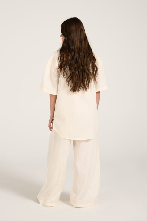 LINEN BLEND OVERSIZED TOP