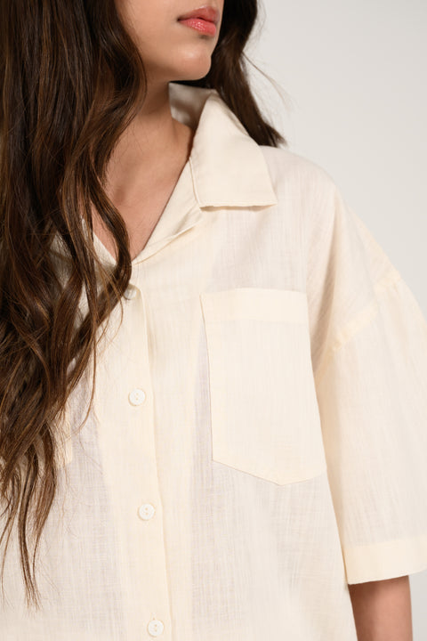 LINEN BLEND OVERSIZED TOP
