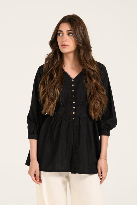 SCHIFFLI BLOUSED TOP