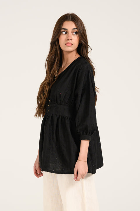 SCHIFFLI BLOUSED TOP