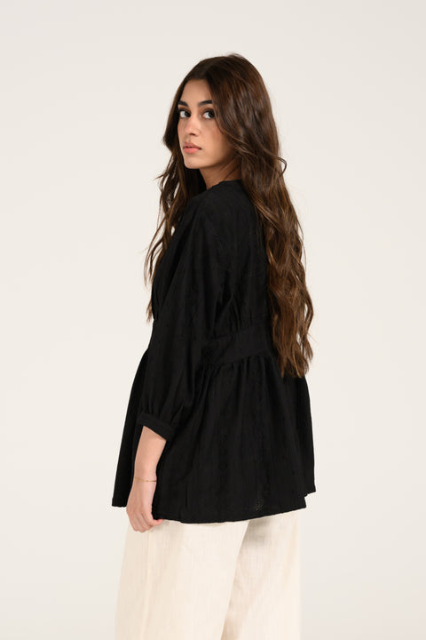 SCHIFFLI BLOUSED TOP