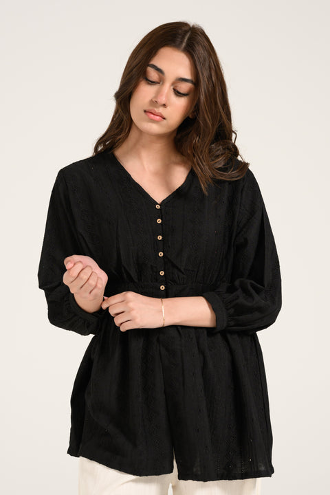 SCHIFFLI BLOUSED TOP