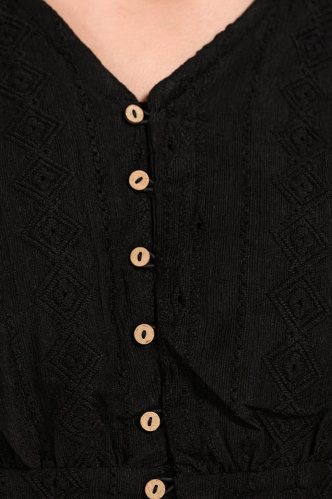 SCHIFFLI BLOUSED TOP